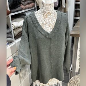 Aerie V-Neck Ribbed Sweater Sweatshirt